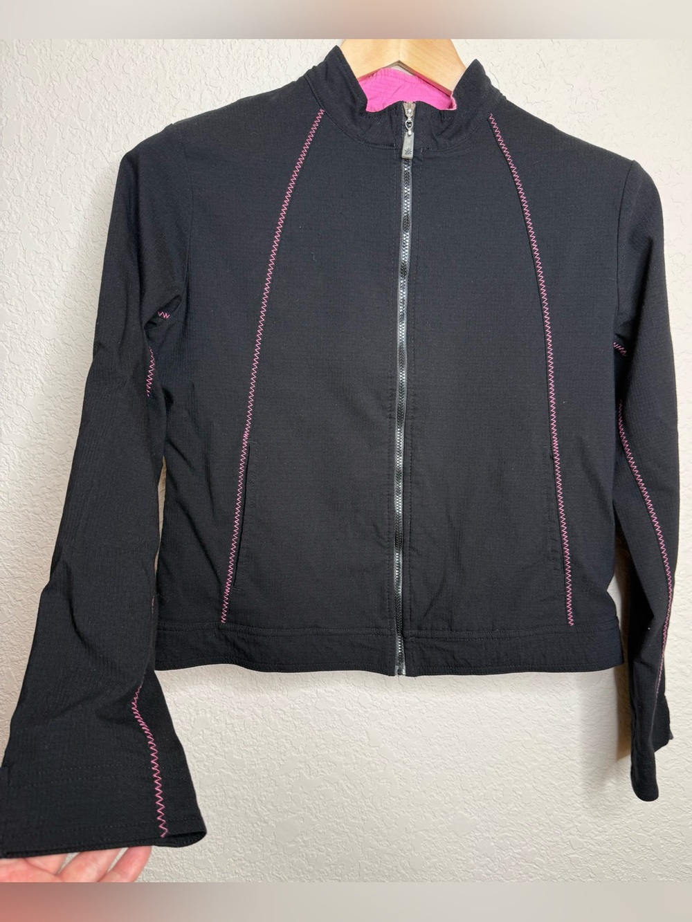 So Sporty Y2K Black Pink Zip-Up Track Jacket M USA Made Vintage Retro